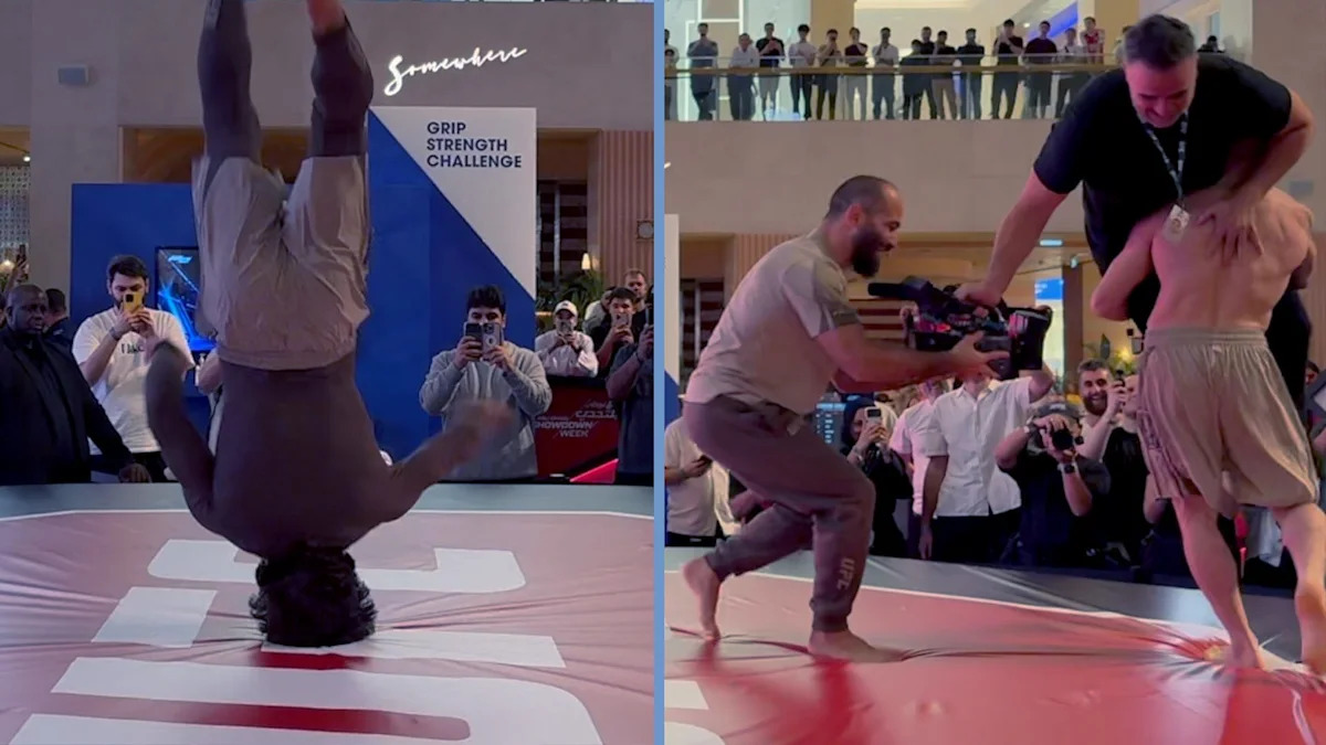 UFC 333 open workout highlight: Evloev flips out, Merab slams cameraman
