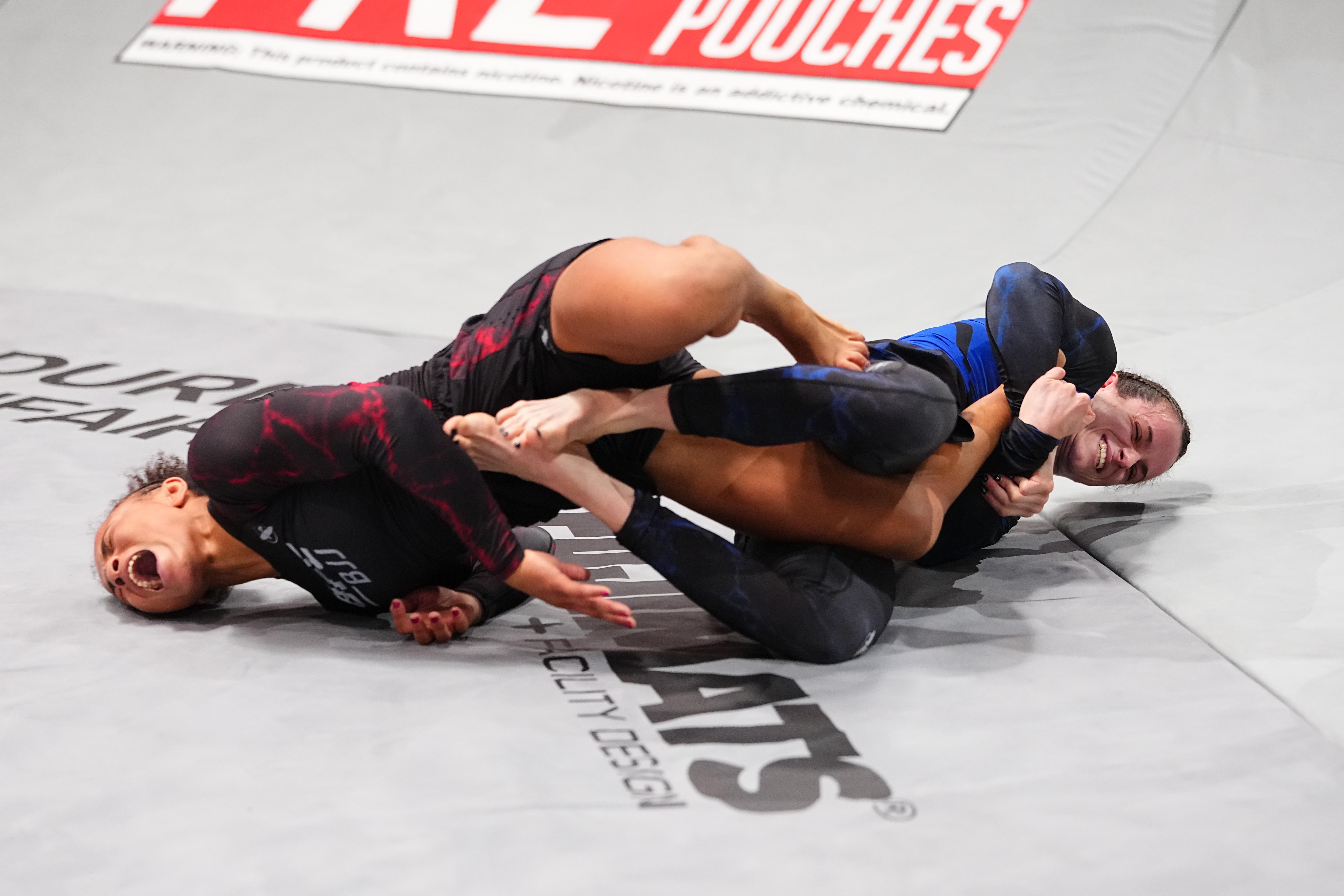 LAS VEGAS, NEVADA – OCTOBER 08: (R-L) Adele Fornarino of Australia works for a submission against Cassia Moura of Brazil in the women’s flyweight title match during the UFC BJJ 12 event at Meta APEX on October 08, 2026 in Las Vegas, Nevada. LAS VEGAS, NEVADA – OCTOBER 08: (R-L) Adele Fornarino of Australia works for a submission against Cassia Moura of Brazil in the women’s flyweight title match during the UFC BJJ 12 event at Meta APEX on October 08, 2026 in Las Vegas, Nevada.
