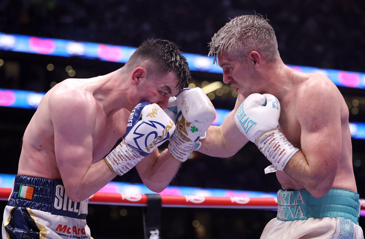 Liam Smith (R) in action against Aaron McKenna in April 2025 (Getty)