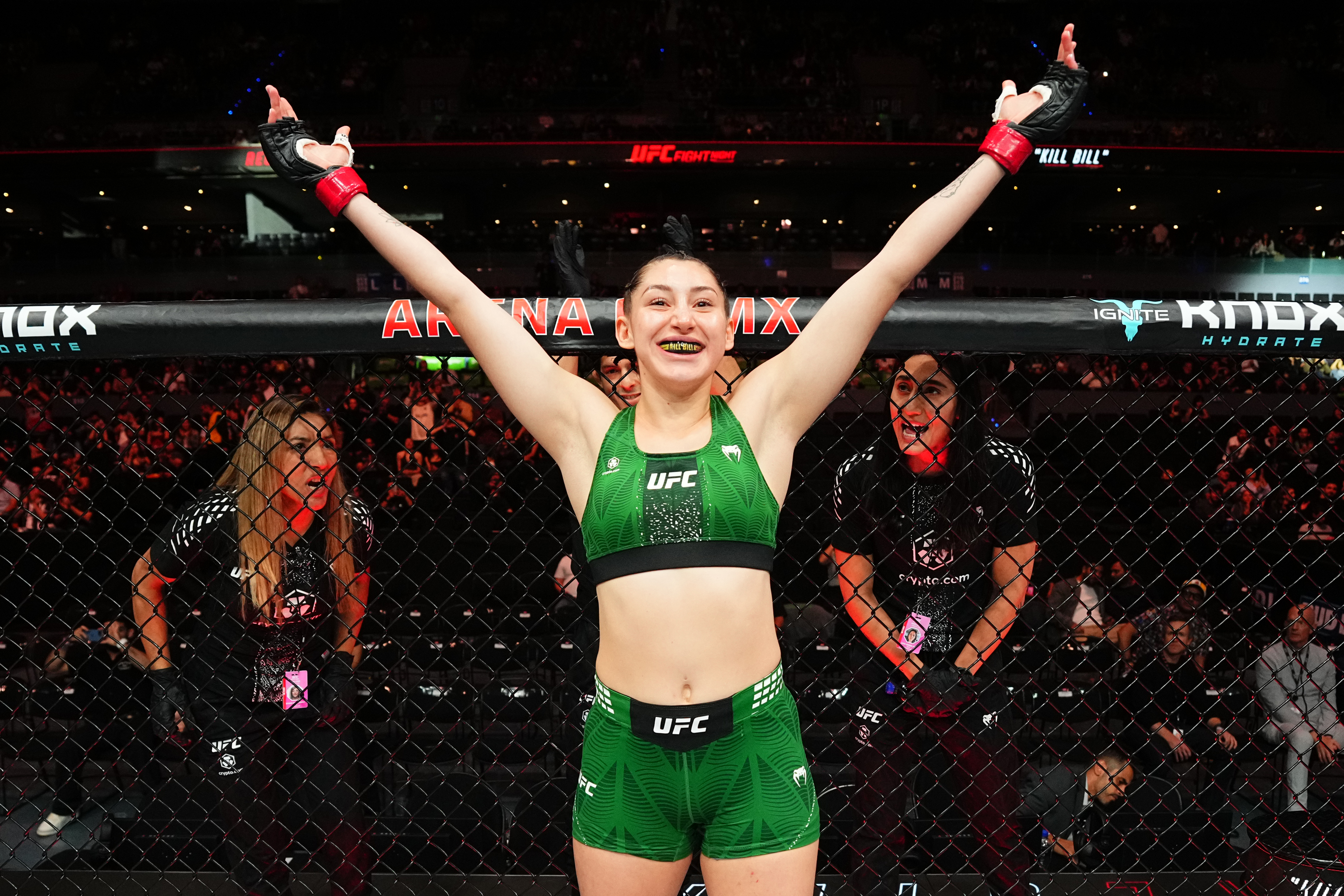 MEXICO CITY, MEXICO - FEBRUARY 28: Regina Tarin of Mexico prepares to face Ernesta Kareckaite of Lithuania in a catchweight fight during the UFC Fight Night event at Arena CDMX on February 28, 2026 in Mexico City, Mexico.  (Photo by Jeff Bottari/Zuffa LLC)