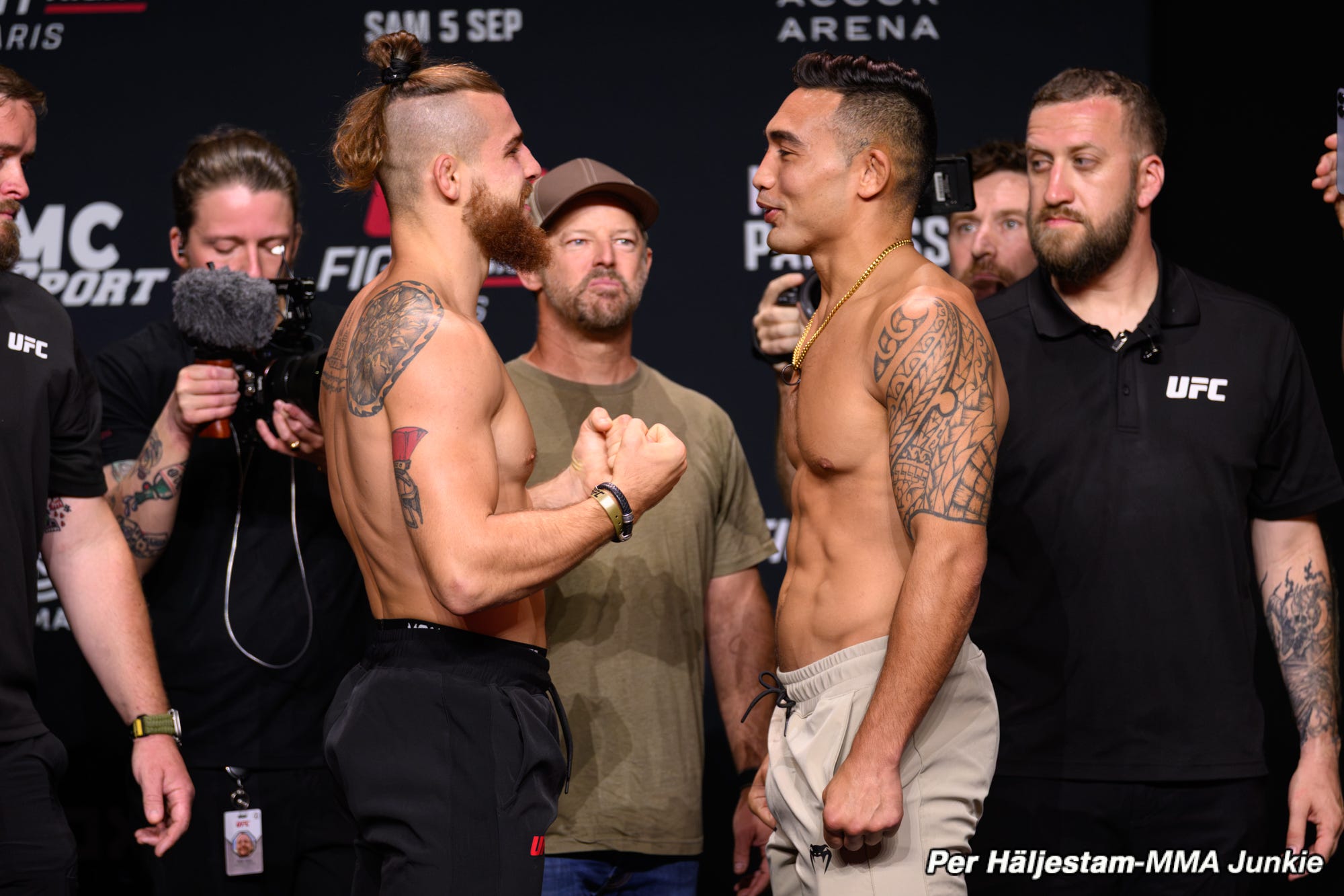 Daniil Donchenko vs. Punahele Soriano, UFC Fight Night 287 ceremonial weigh-ins faceoff
