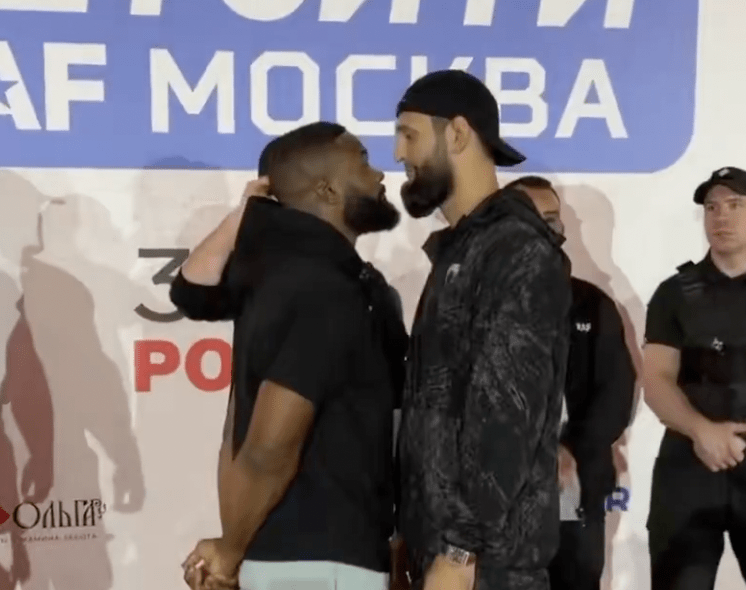 Tyron Woodley and Khamzat Chimaev at RAF Moscow