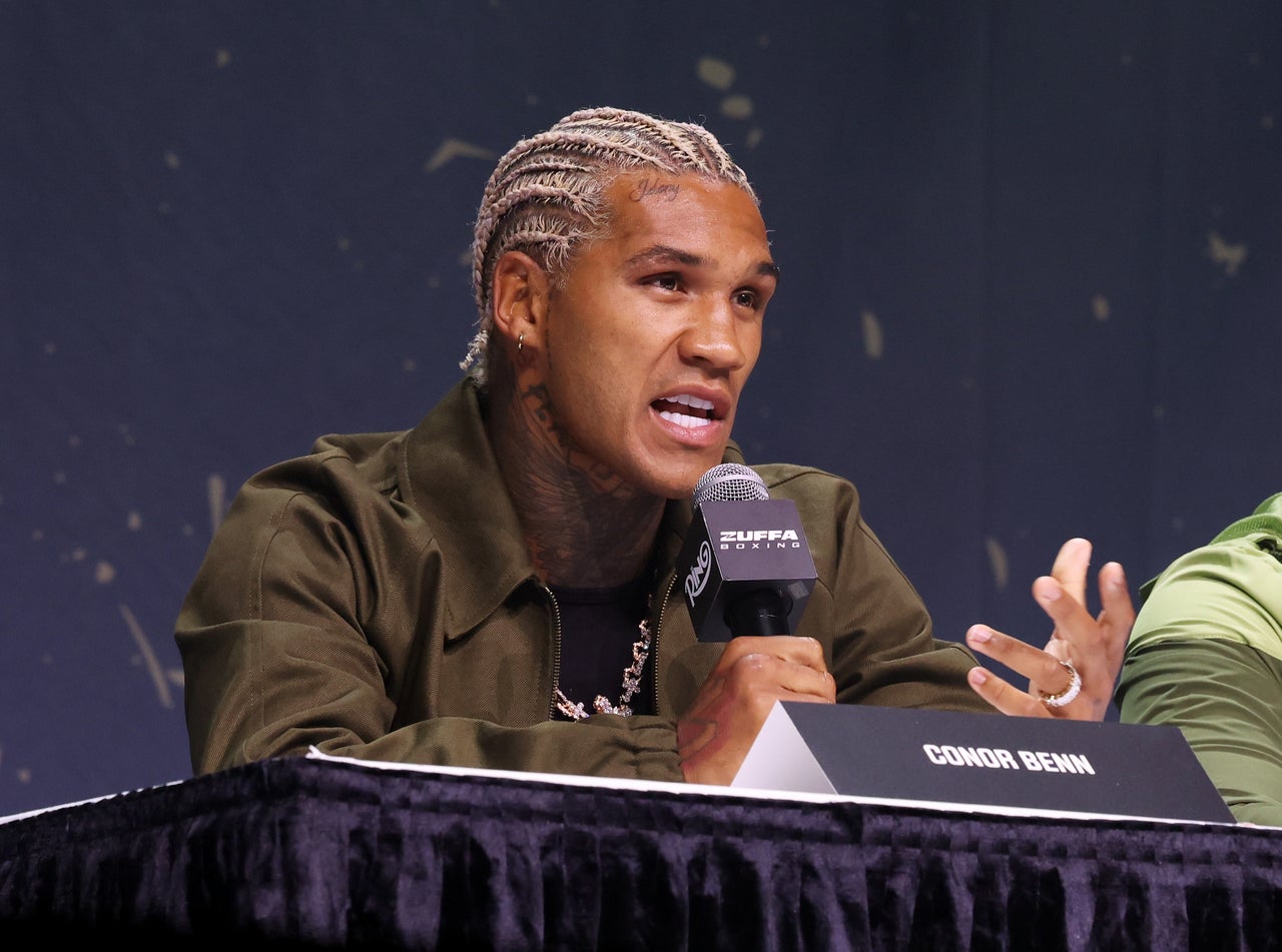 Conor Benn at the launch press conference for his fight with Ryan Garcia (Getty)