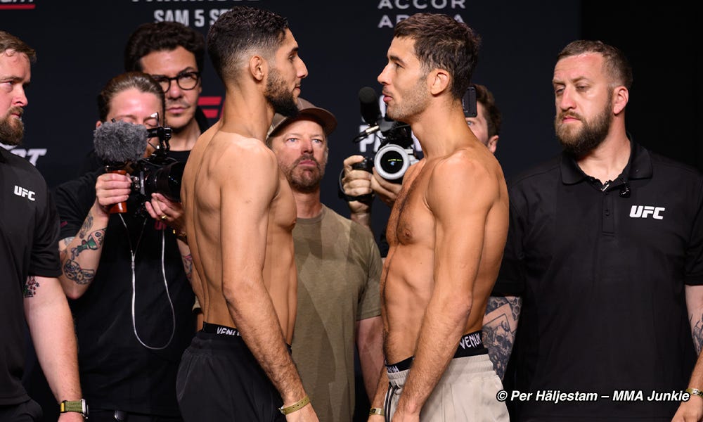 Fares Ziam vs. Axel Sola, UFC Fight Night 287 ceremonial weigh-ins faceoff
