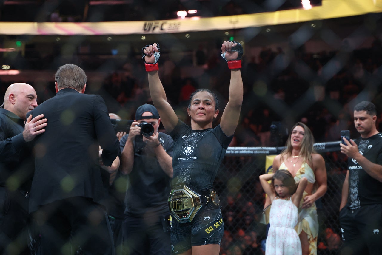 Natalia Silva was crowned new women’s flyweight champion at UFC 332 (Reuters)