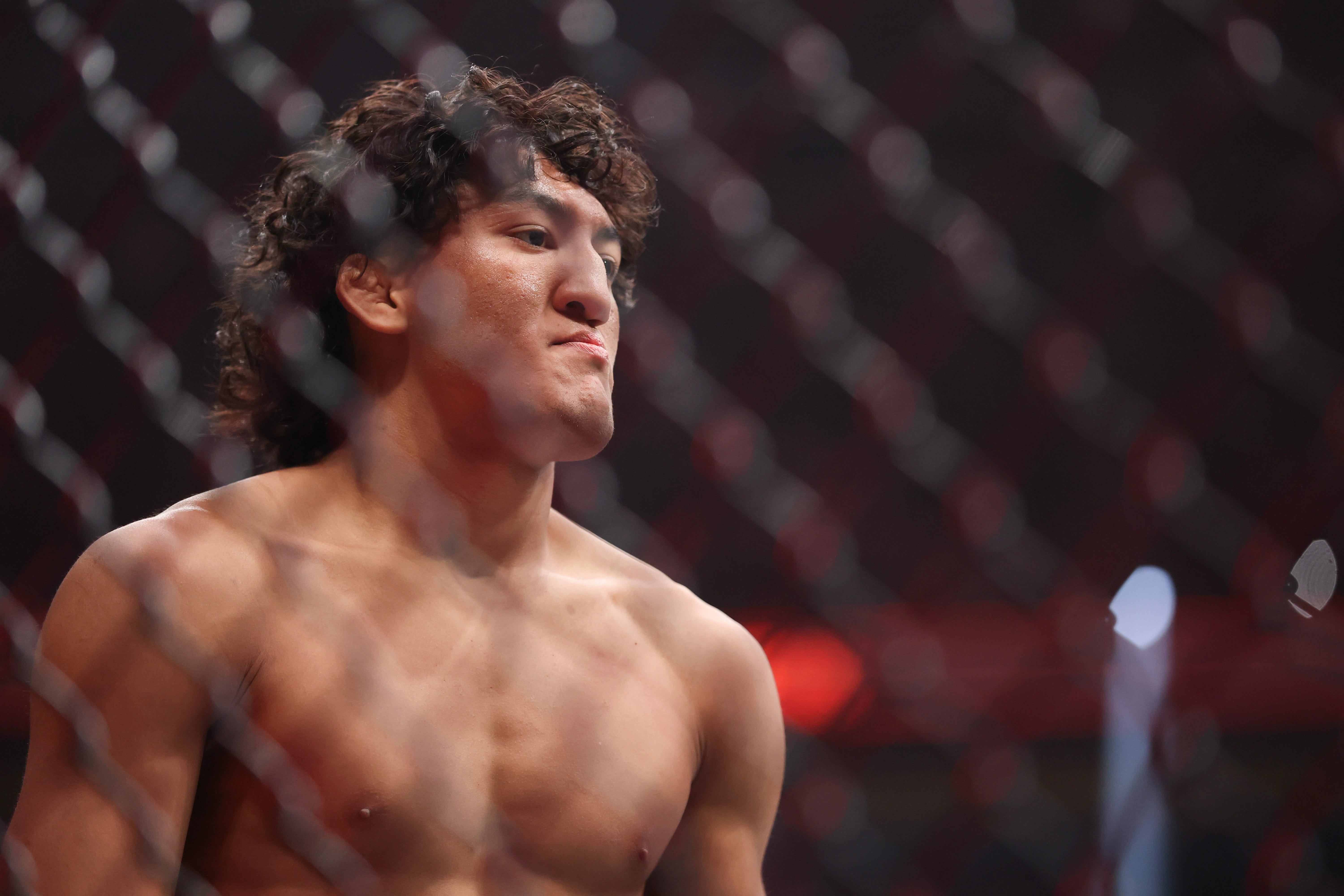 LAS VEGAS, NEVADA - MARCH 07: Raul Rosas Jr. of Mexico looks on before his bantamweight bout at T-Mobile Arena on March 07, 2026 in Las Vegas, Nevada. (Photo by Sean M. Haffey/Getty Images)