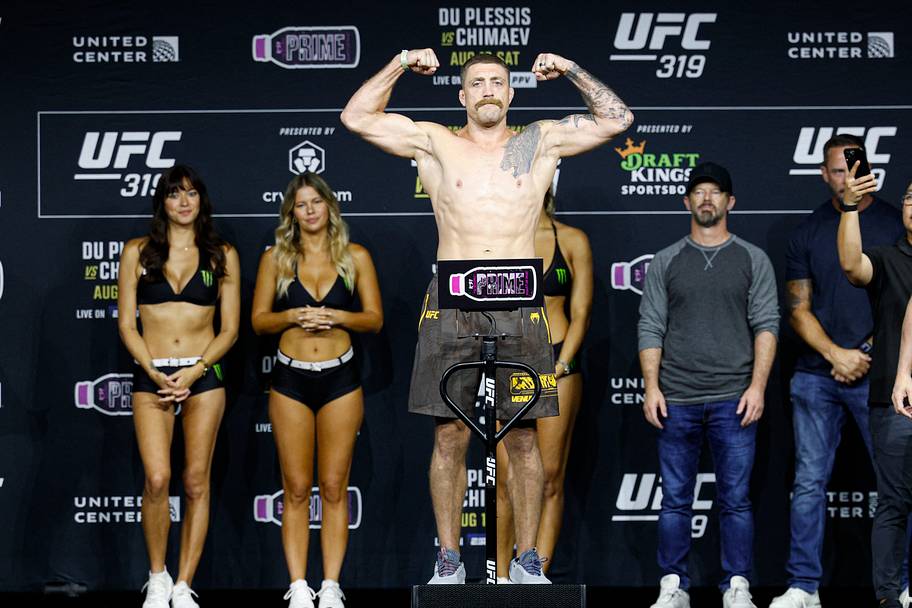Gerald Meerschaert during weigh-ins for UFC 319 at Radius Chicago.