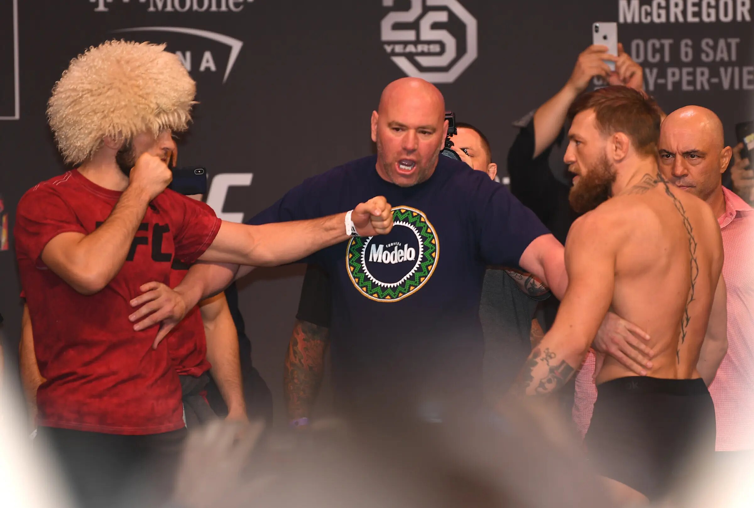 Conor McGregor, Khabib Nurmagomedov and Dana White at UFC 229