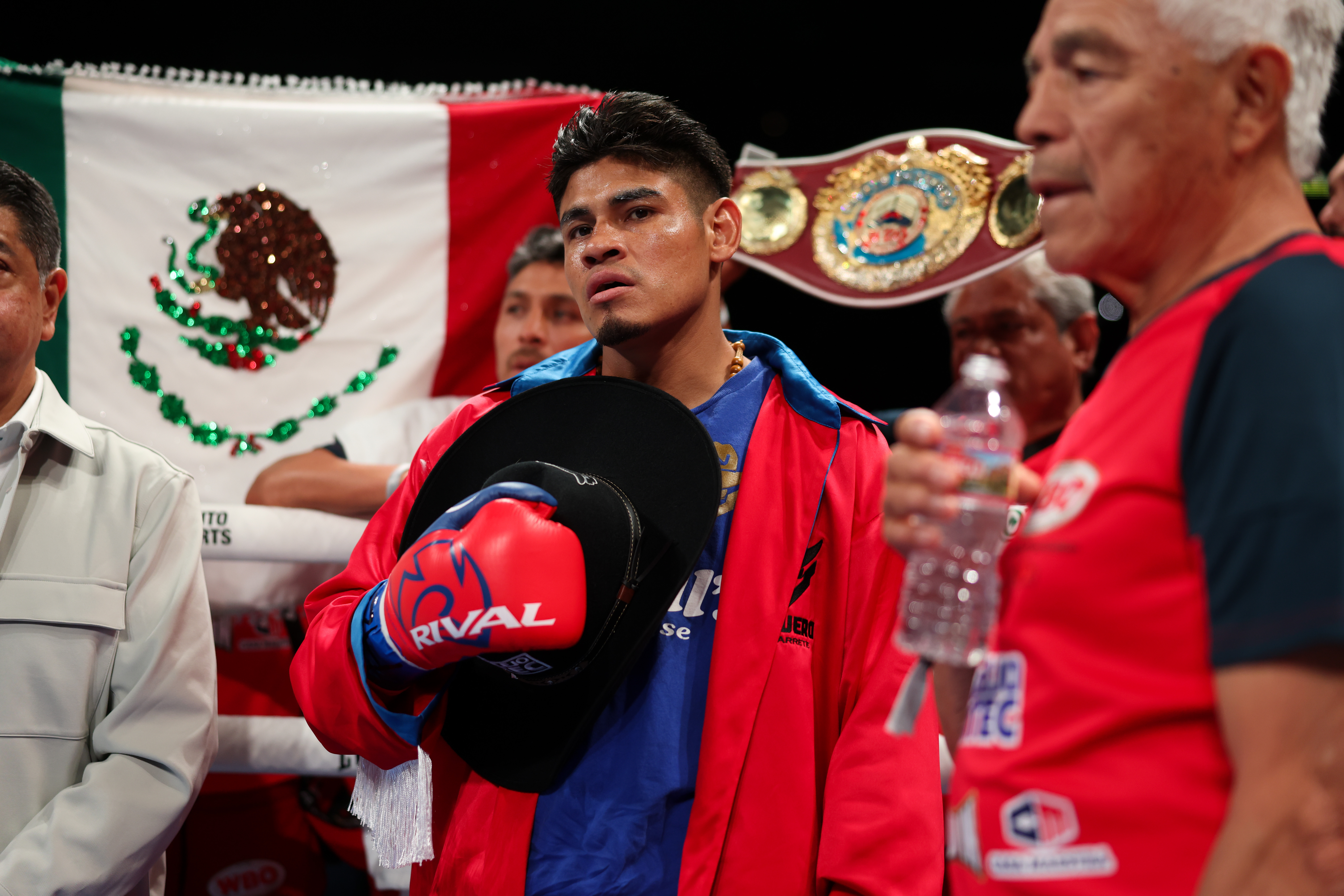 GLENDALE, ARIZONA - FEBRUARY 28: Emanuel Navarrete looks on prior to his WBO and IBF Lightweight bout at Desert Diamond Arena on February 28, 2026 in Glendale, Arizona. (Photo by Cris Esqueda/Getty Images)