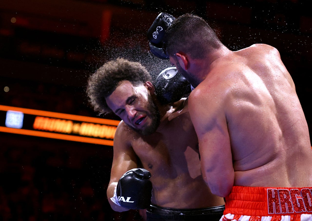 Moses Itauma (left) was stopped in round nine against Filip Hrgovic, as the towel came in (Reuters)