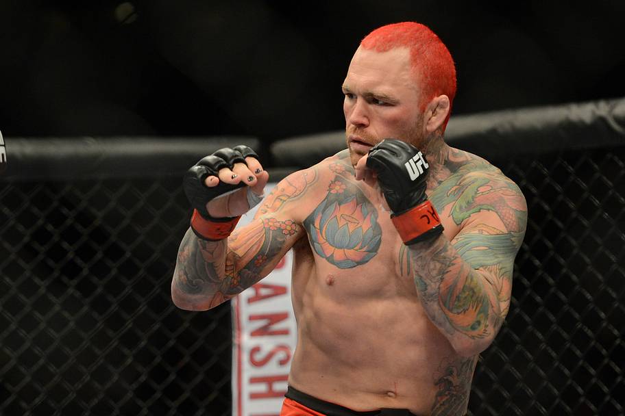 Chris Leben during his UFC Middleweight Bout against Uriah Hall (not pictured) at the MGM Grand Garden Arena.