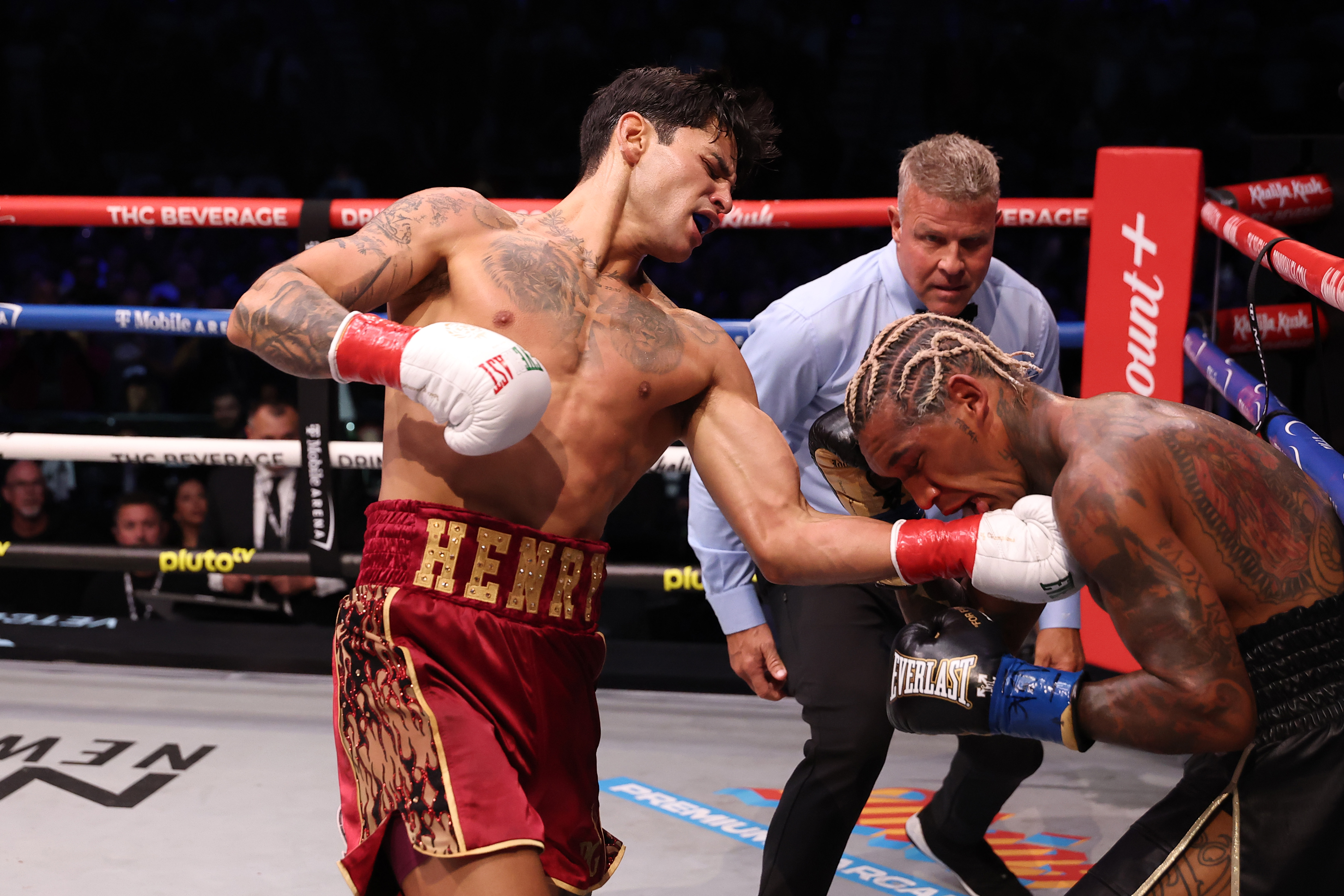 LAS VEGAS, NEVADA - SEPTEMBER 12: (L-R) Ryan Garcia punches Conor Benn in the WBC Welterweight Championship bout during the Zuffa Boxing event at T-Mobile Arena on September 12, 2026 in Las Vegas, Nevada. (Photo by Ed Mulholland/Zuffa Boxing via Getty Images)