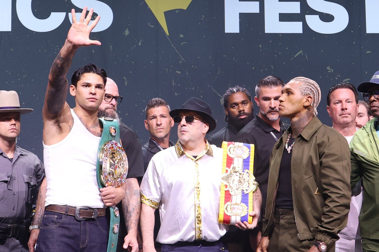 Ryan Garcia (front left) and Conor Benn will square off in Las Vegas (Getty)