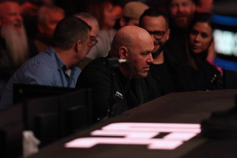 UFC CEO Dana White after the fight between Mandel Nallo (red gloves) and Jai Herbert (blue gloves) during UFC Fight Night at
