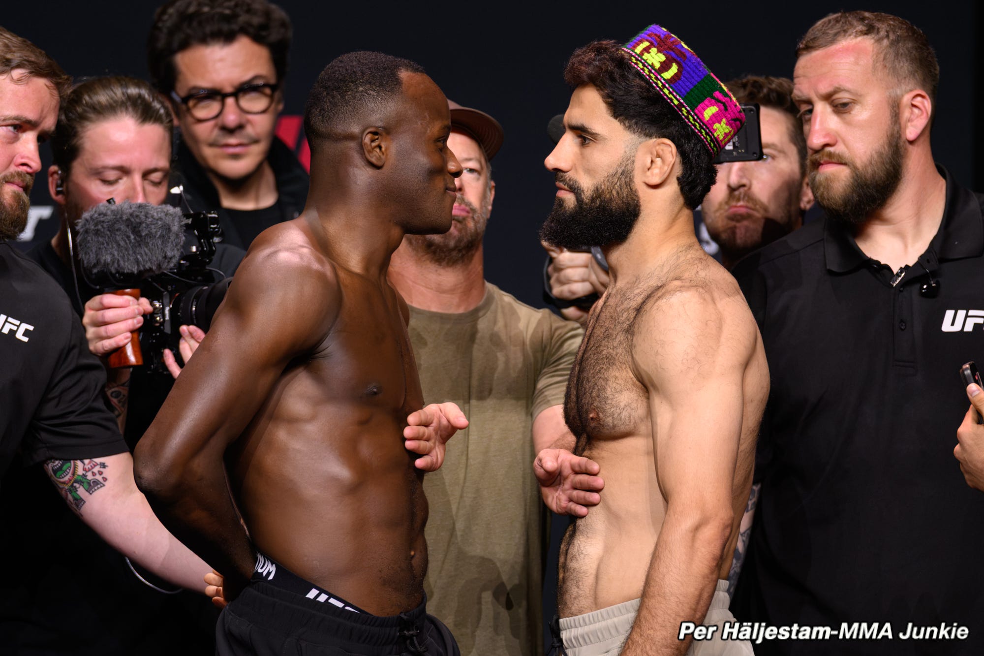 Losene Keita vs. Muhammad Naimov, UFC Fight Night 287 ceremonial weigh-ins faceoff