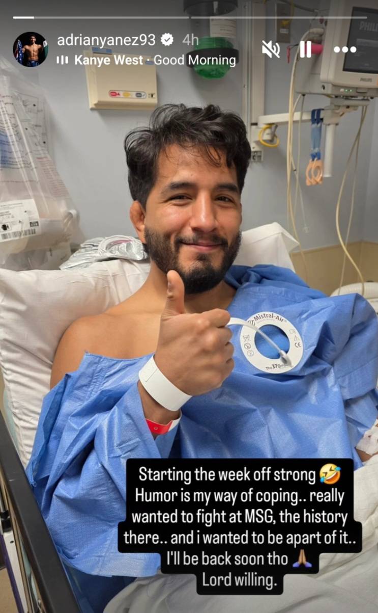 Adrian Yanez revealed on Instagram that he won't be fighting at UFC 334.