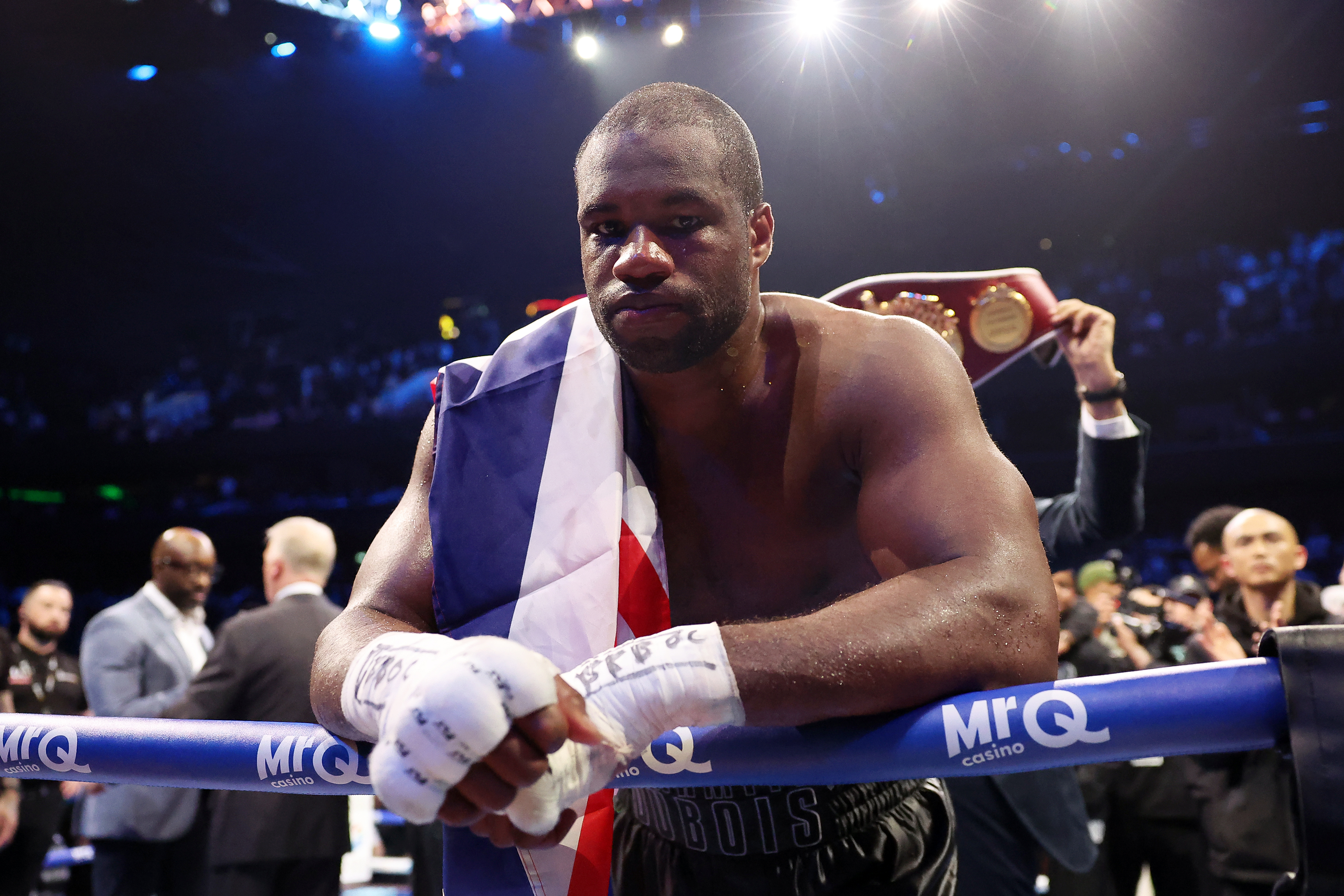 MANCHESTER, ENGLAND - MAY 09: Daniel Dubois celebrates victory following the WBO World Heavyweight Title fight between Fabio Wardley and Daniel Dubois as part of the Wardley v Dubois Don't Blink fight card at Co-op Live on May 09, 2026 in Manchester, England. (Photo by Matt McNulty/Getty Images)