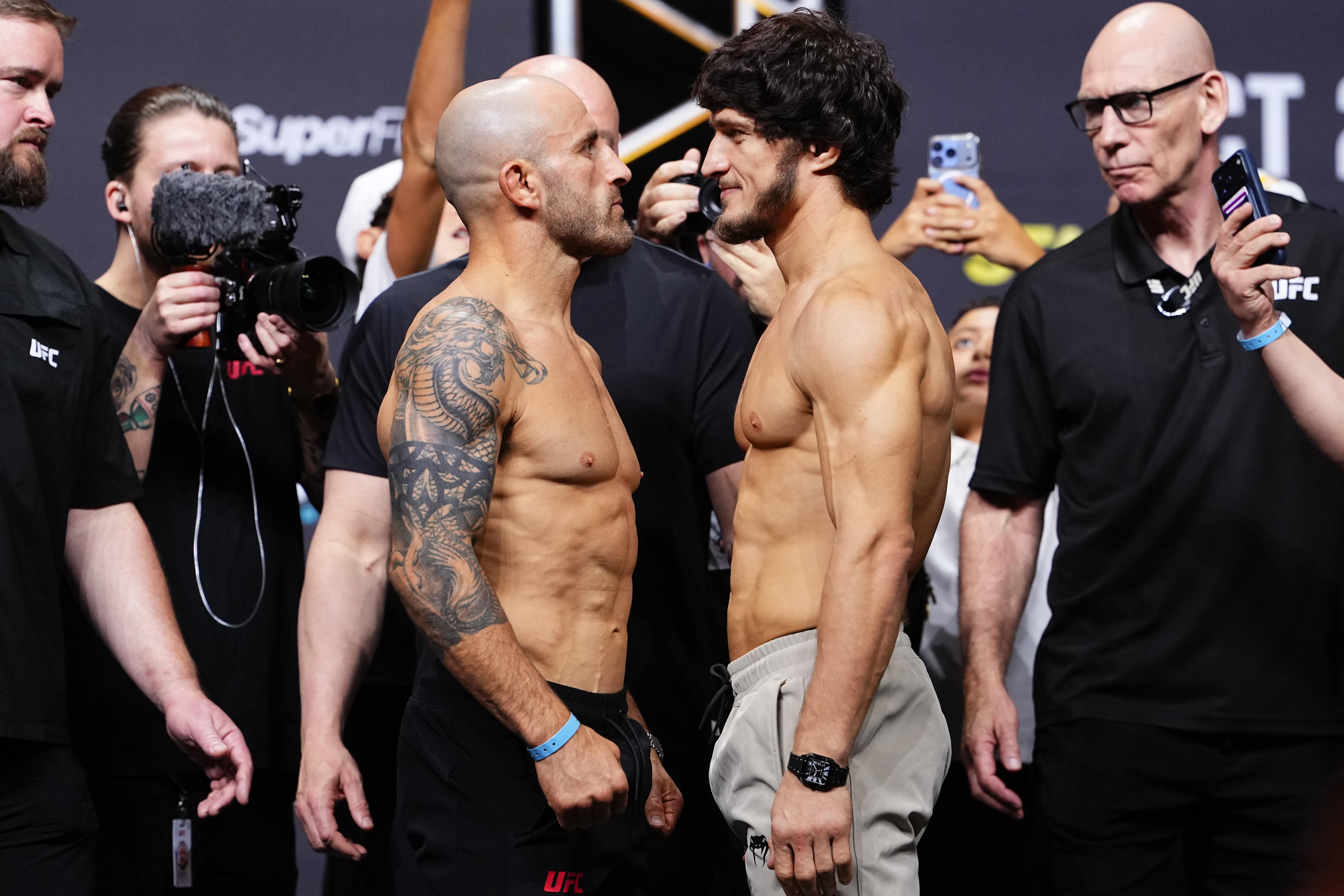 Alexander Volkanovski and Movsar Evloev ahead of UFC 333