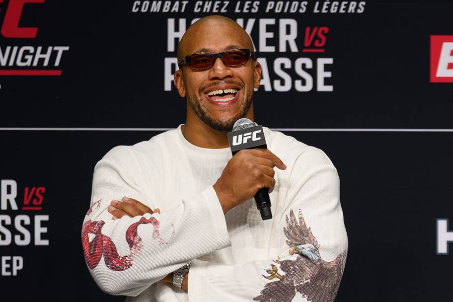 Ciryl Gane during the weigh-ins for UFC Fight Night at Accor Arena.