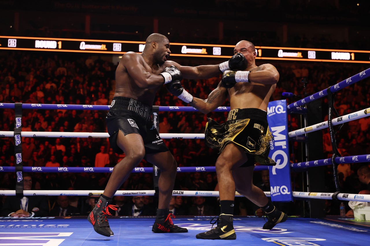 Daniel Dubois (left) stopped Fabio Wardley inside two rounds in their rematch (Getty)
