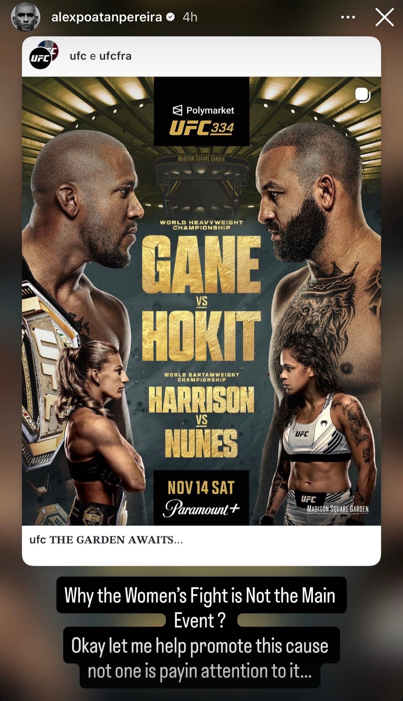 Alex Pereira rips UFC 334
