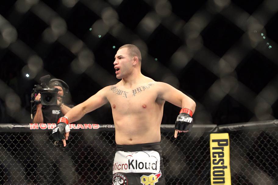 UFC heavyweight Cain Velasquez celebrates after defeating Antonio Silva at UFC 160 at the MGM Grand Garden Arena.
