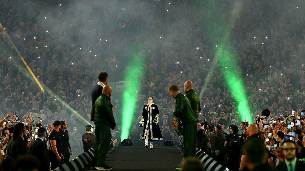 Katie Taylor making her ringwalk at Croke Park