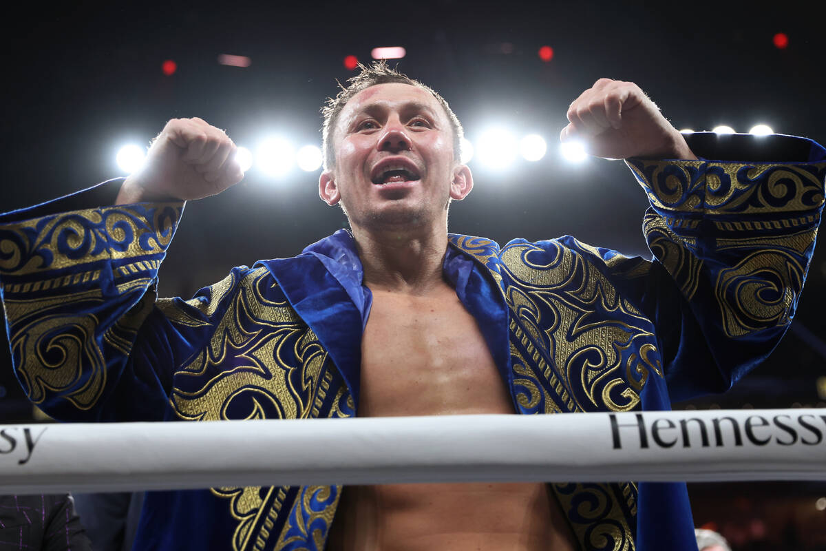 Gennadiy "GGG" Golovkin poses for fans following his unanimous decision loss against Saul "Canelo" Alvarez, in a a super middleweight title bout at T-Mobile Arena in Las Vegas, Saturday, Sept. 17, 2022. (Erik Verduzco / Las Vegas Review-Journal)