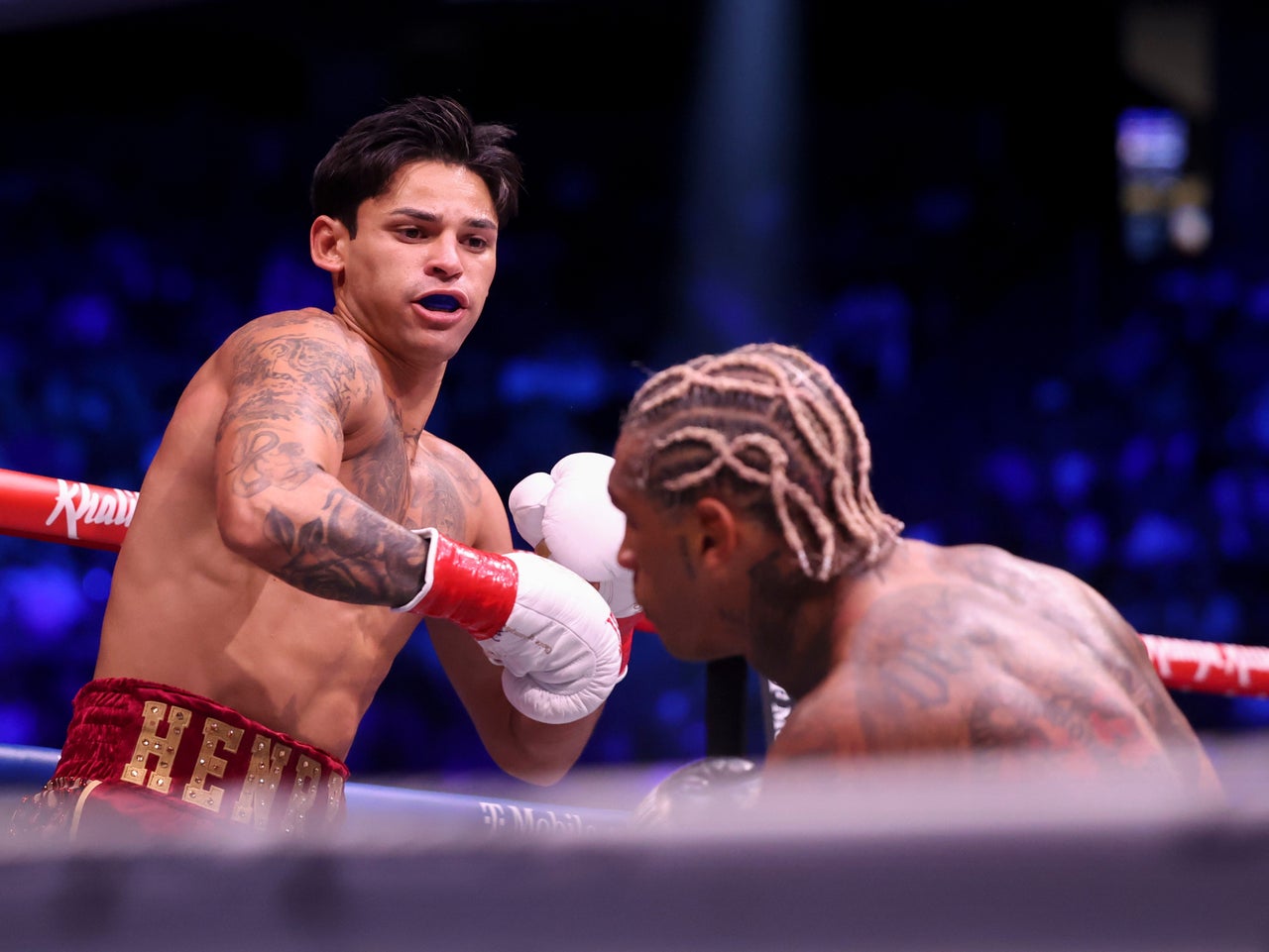 Garcia floored Benn with a massive right hook in round two (AP)